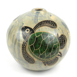 4 inch Round Vase - Turtle Handmade and Fair Trade
