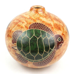 4 inch Tall Vase - Turtle on Sand Handmade and Fair Trade