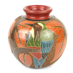 5 inch Tall Vase - Bird Relief Handmade and Fair Trade