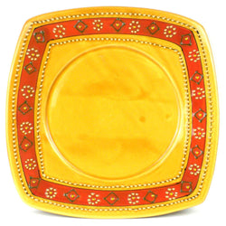 Hand-painted Square Plate in Honey Handmade and Fair Trade