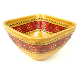 Hand-painted Square Bowl in Honey Handmade and Fair Trade