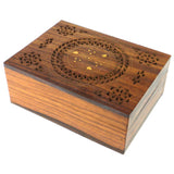 Handmade Carved Box - Floral Design with Brass Inlay Handmade and Fair Trade