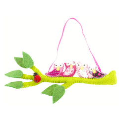 Felted Owls on a Hanging Branch - Pink - Global Groove