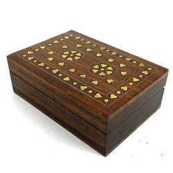 Handcrafted Sheesham Wood and Inlaid Brass Hearts Box Handmade and Fair Trade