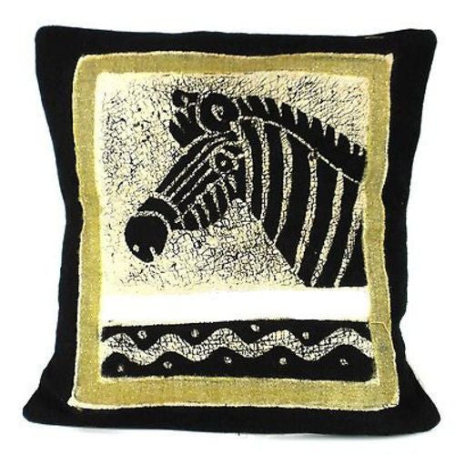 Handmade Black and White Zebra Batik Cushion Cover Handmade and Fair Trade