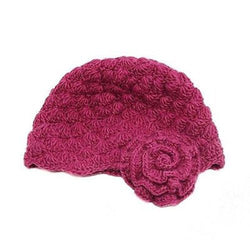 Mollie Flower Wool Cloche Hat in Berry Handmade and Fair Trade