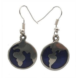 Alpaca Silver Blue Inlaid Earth Earrings Handmade and Fair Trade