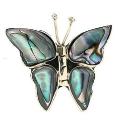 Alpaca Silver Abalone Butterfly Pin Handmade and Fair Trade