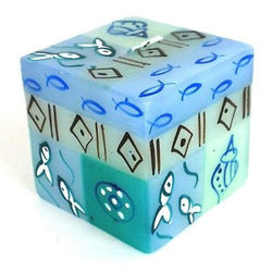 Hand-Painted Cube Candle - Samaki Design Handmade and Fair Trade
