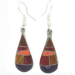 Alpaca Silver Purple and Earth Tone Stone Drop Earrings Handmade and Fair Trade