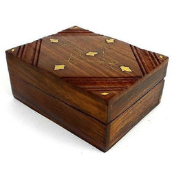 Handcrafted Sheesham Wood and Inlaid Brass Box Handmade and Fair Trade