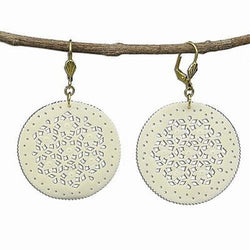 Lacy Round Bone Earrings in Natural Handmade and Fair Trade