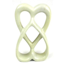 Handcrafted 8-inch Soapstone Connected Hearts Sculpture in White Handmade and Fair Trade