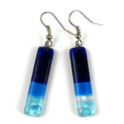 Blue Moon Rising Fused Glass Earrings Handmade and Fair Trade