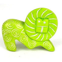 Handcrafted Mini Soapstone Funky Lion Sculpture in Lime Handmade and Fair Trade