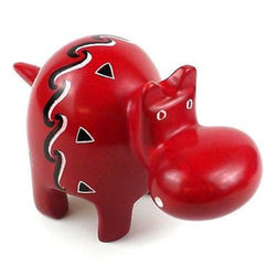 Handcrafted Red Soapstone Hippo Handmade and Fair Trade