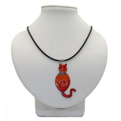Red Enamel on Copper Cat Pendant Necklace Handmade and Fair Trade