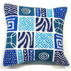 Handmade Blue Patches Batik Cushion Cover Handmade and Fair Trade