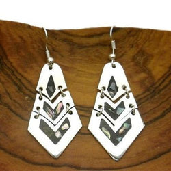 Articulated Mother of Pearl Inlay Alpaca Silver Earrings Handmade and Fair Trade