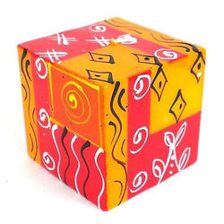 Hand-Painted Cube Candle - Zahabu Design Handmade and Fair Trade