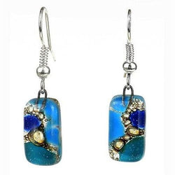 Blue Earthtones Small Glass Earrings Handmade and Fair Trade