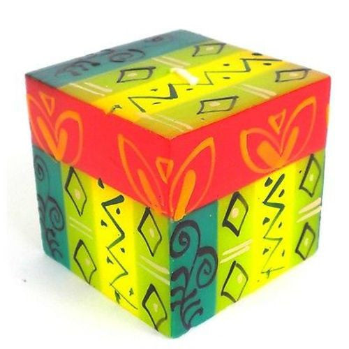Hand-Painted Cube Candle - Matuko Design Handmade and Fair Trade