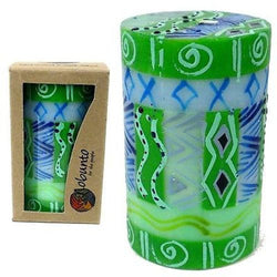Single Boxed Hand-Painted Pillar Candle rih Design Handmade and Fair Trade