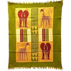 African Quad Batik in Green/Yellow/Red Handmade and Fair Trade