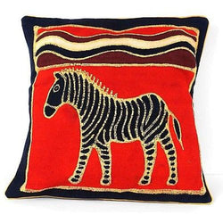 Handmade Red Zebra Batik Cushion Cover Handmade and Fair Trade