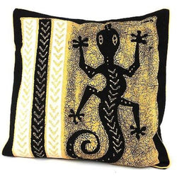 Handmade Black and White Lizard Batik Cushion Cover Handmade and Fair Trade