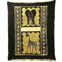 Elephant and Giraffe Batik in Black/White Handmade and Fair Trade