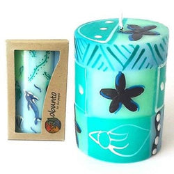 Single Boxed Hand-Painted Pillar Candle - Samaki Design Handmade and Fair Trade