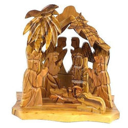 Two Angels Olive Wood Nativity Handmade and Fair Trade