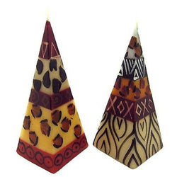 Set of Two Hand-Painted Pyramid Candles - Uzima Design Handmade and Fair Trade