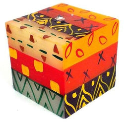 Hand-Painted Cube Candle - Indaeuko Design Handmade and Fair Trade