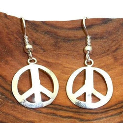 Alpaca Silver Peace Symbol Earrings Handmade and Fair Trade