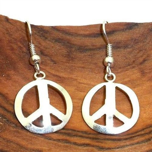 Alpaca Silver Peace Symbol Earrings Handmade and Fair Trade