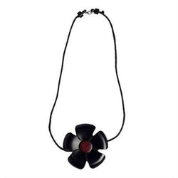 African Blackwood Flower and Pink Ivory Wood Necklace Handmade and Fair Trade