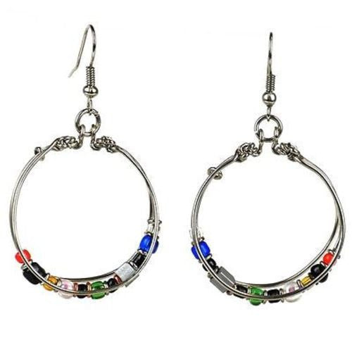 Handmade Beaded Silverplated Wire Loop Earrings Handmade and Fair Trade