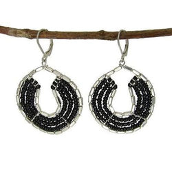 Byzantine Earrings in Black and Silvertone Handmade and Fair Trade