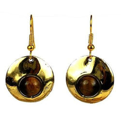 Bonbon Gold Tiger Eye Earrings Handmade and Fair Trade