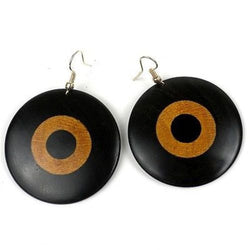 Blackwood & Teak Circles Inlaid Earrings Handmade and Fair Trade