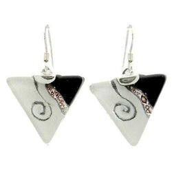 Swirl Opaque Triangle Glass Sterling Silver Earrings Handmade and Fair Trade