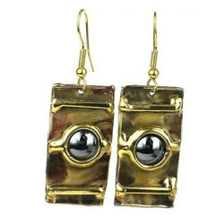 Between the Lines Hematite and Brass Earrings Handmade and Fair Trade