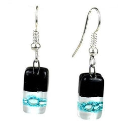 Black Tie Design Small Glass Earrings Handmade and Fair Trade