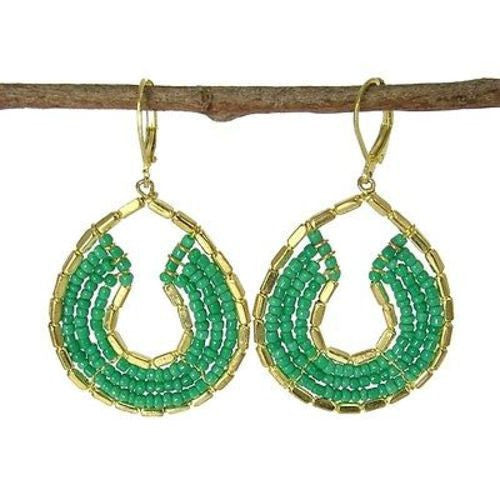 Byzantine Earrings in Teal and Gold Handmade and Fair Trade