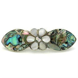 Abalone and Mother of Pearl Daisy Hair Barrette Handmade and Fair Trade