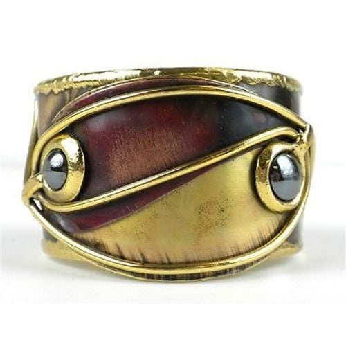 Continuity Hematite Copper and Brass Cuff Handmade and Fair Trade