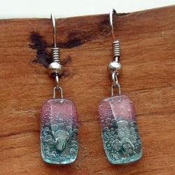 Pink and Blue Bubble Small Glass Earrings Handmade and Fair Trade