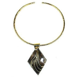 Brass Diamond Squiggly Pendant Necklace Handmade and Fair Trade